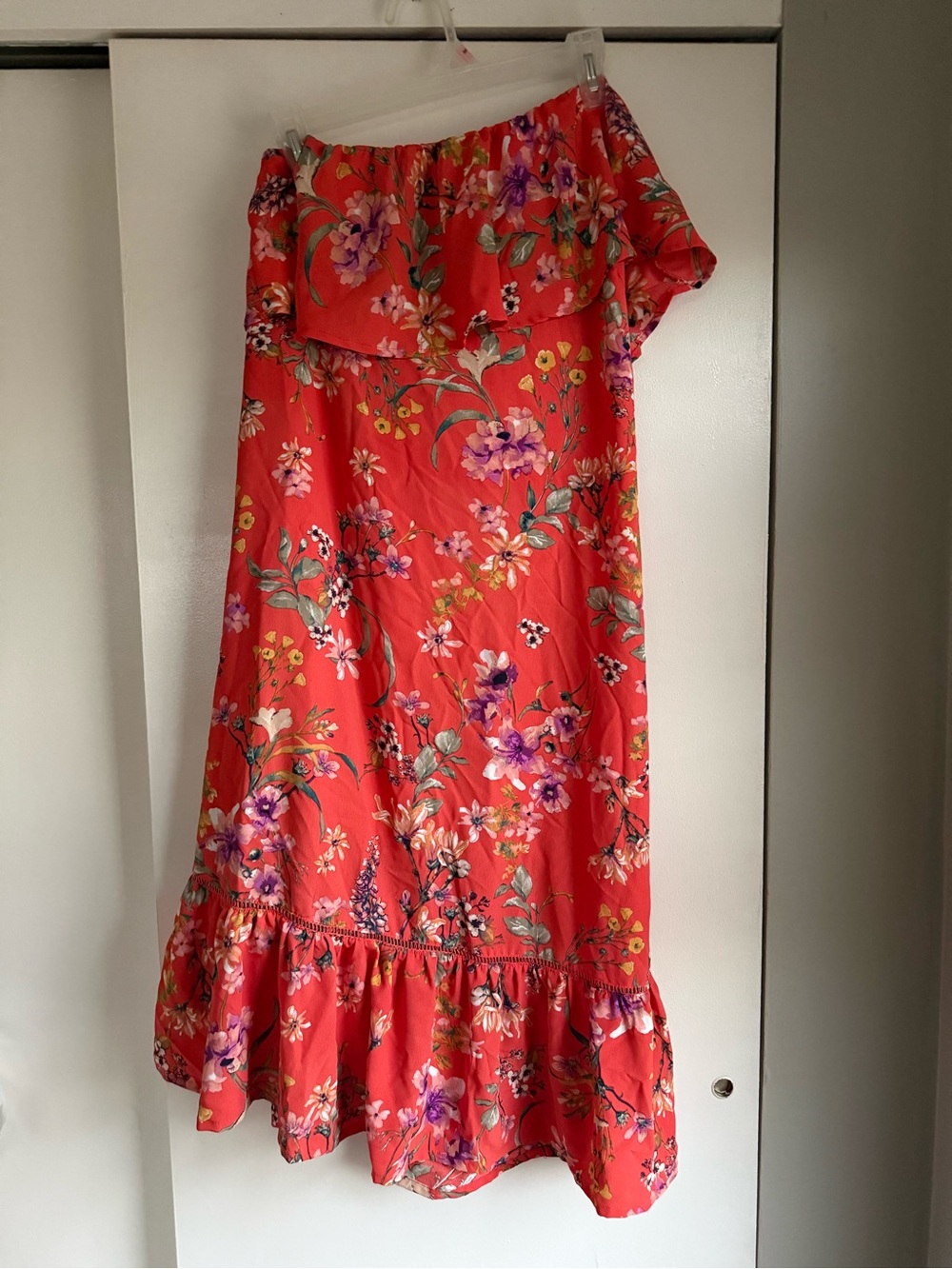 Gilli Coral Floral Off-Shoulder Maxi Skirt